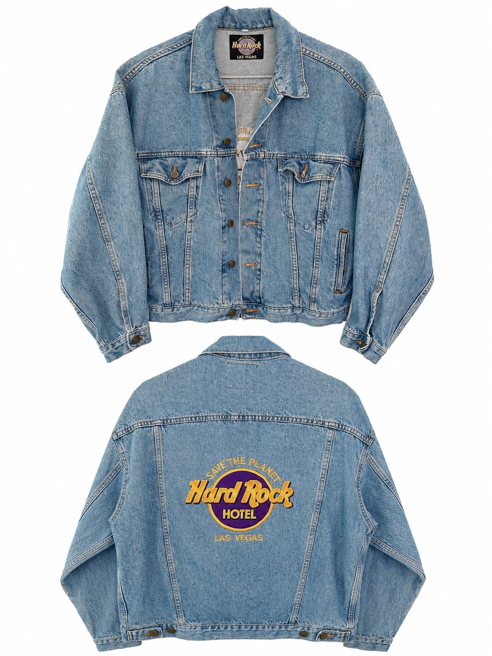 Vintage Denim Hard Rock Hotel Las Vegas Embroidered Jacket